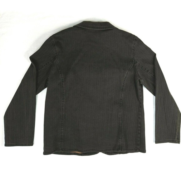 FdJ French Dressing Women's Large Brown Stretch Denim Jacket Button Up Pockets - Picture 6 of 12